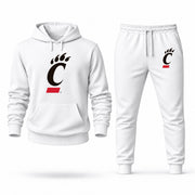 Men's Cincinnati Hoodie Joggers Set - White digital placement mockup