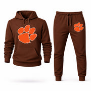 Men's Clemson Hoodie Joggers Set - Brown digital placement mockup