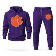 Men's Clemson Hoodie Joggers Set - Purple digital placement mockup