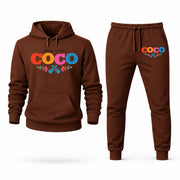Men's Coco Hoodie Joggers Set - Brown digital placement mockup