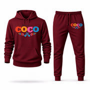 Men's Coco Hoodie Joggers Set - Burgundy digital placement mockup