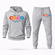 Men's Coco Hoodie Joggers Set - Grey digital placement mockup