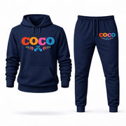 Men's Coco Hoodie Joggers Set - Navy digital placement mockup