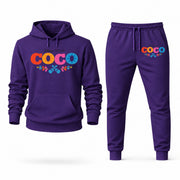 Men's Coco Hoodie Joggers Set - Purple digital placement mockup