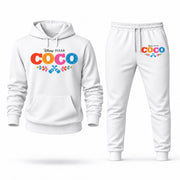 Men's Coco Hoodie Joggers Set - White digital placement mockup