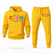Men's Coco Hoodie Joggers Set - Yellow digital placement mockup