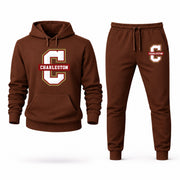 Men's College of Charleston Hoodie Joggers Set - Brown digital placement mockup