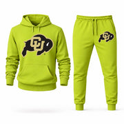 Men's Colorado Hoodie Joggers Set - Lime Green digital placement mockup