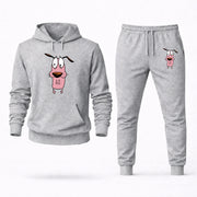 Men's Courage the Cowardly Dog Hoodie Joggers Set - Grey digital placement mockup