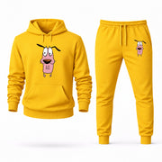 Men's Courage the Cowardly Dog Hoodie Joggers Set - Yellow digital placement mockup