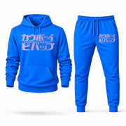 Men's Cowboy Bebop Hoodie Joggers Set - Azure digital placement mockup