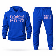 Men's Cowboy Bebop Hoodie Joggers Set - Blue digital placement mockup
