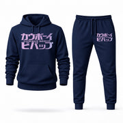 Men's Cowboy Bebop Hoodie Joggers Set - Navy digital placement mockup