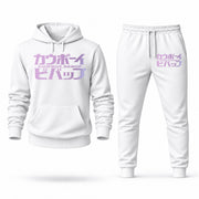 Men's Cowboy Bebop Hoodie Joggers Set - White digital placement mockup