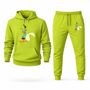Men's Daffy Duck Hoodie Joggers Set - Lime Green digital placement mockup