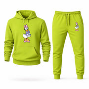 Men's Daisy Duck Hoodie Joggers Set - Lime Green digital placement mockup