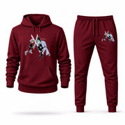 Men's Danny Phantom Hoodie Joggers Set - Burgundy digital placement mockup