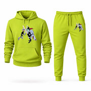 Men's Danny Phantom Hoodie Joggers Set - Lime Green digital placement mockup