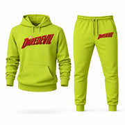 Men's Daredevil Hoodie Joggers Set - Lime Green digital placement mockup