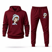 Men's Daria Hoodie Joggers Set - Burgundy digital placement mockup