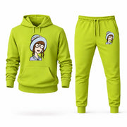Men's Daria Hoodie Joggers Set - Lime Green digital placement mockup