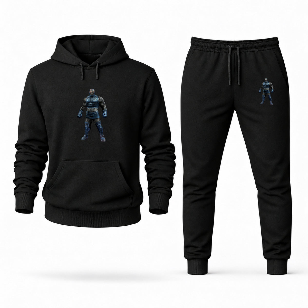 Men's Darkseid Hoodie Joggers Set - Black digital placement mockup