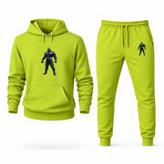 Men's Darkseid Hoodie Joggers Set - Lime Green digital placement mockup