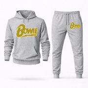 Men's David Bowie Hoodie Joggers Set - Grey digital placement mockup