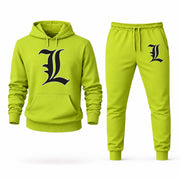 Men's Death Note Hoodie Joggers Set - Lime Green digital placement mockup
