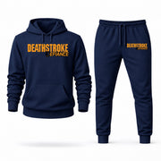 Men's Deathstroke Hoodie Joggers Set - Navy digital placement mockup