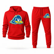 Men's Delaware Hoodie Joggers Set - Red digital placement mockup