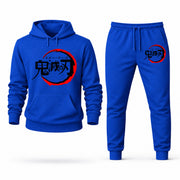 Men's Demon Slayer Hoodie Joggers Set - Blue digital placement mockup