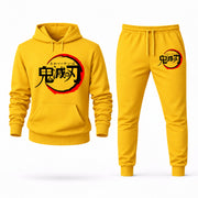 Men's Demon Slayer Hoodie Joggers Set - Yellow digital placement mockup