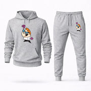 Men's Dexters Laboratory Hoodie Joggers Set - Grey digital placement mockup