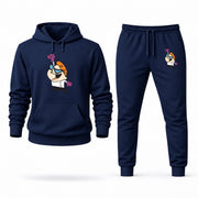 Men's Dexters Laboratory Hoodie Joggers Set - Navy digital placement mockup
