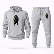 Men's Doctor Doom Hoodie Joggers Set - Grey digital placement mockup