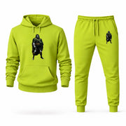 Men's Doctor Doom Hoodie Joggers Set - Lime Green digital placement mockup