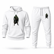 Men's Doctor Doom Hoodie Joggers Set - White digital placement mockup