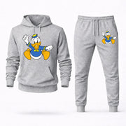 Men's Donald Duck Hoodie Joggers Set - Grey digital placement mockup