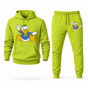 Men's Donald Duck Hoodie Joggers Set - Lime Green digital placement mockup