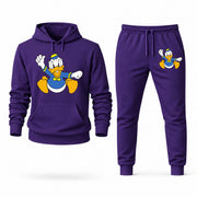 Men's Donald Duck Hoodie Joggers Set - Purple digital placement mockup