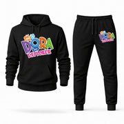 Men's Dora the Explorer Hoodie Joggers Set - Black digital placement mockup