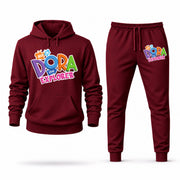 Men's Dora the Explorer Hoodie Joggers Set - Burgundy digital placement mockup