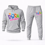Men's Dora the Explorer Hoodie Joggers Set - Grey digital placement mockup