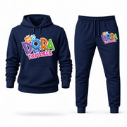 Men's Dora the Explorer Hoodie Joggers Set - Navy digital placement mockup