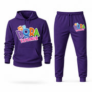 Men's Dora the Explorer Hoodie Joggers Set - Purple digital placement mockup