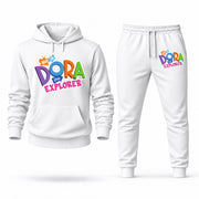 Men's Dora the Explorer Hoodie Joggers Set - White digital placement mockup