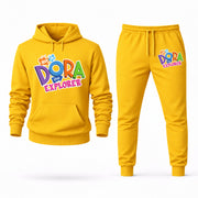 Men's Dora the Explorer Hoodie Joggers Set - Yellow digital placement mockup