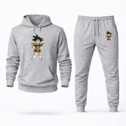 Men's Dragon Ball Hoodie Joggers Set - Grey digital placement mockup