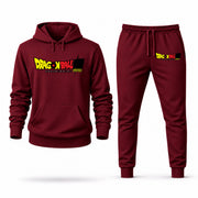 Men's Dragon Ball Super Hoodie Joggers Set - Burgundy digital placement mockup